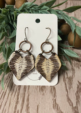 Load image into Gallery viewer, Distressed V top Abstract Earrings with Metal Connectors, Hypoallergenic Hooks, Boho Chic Jewelry, Unique Handmade Gift for Her
