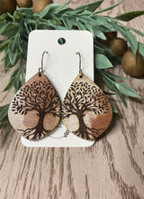 Load image into Gallery viewer, Distressed Wood Engraved Giving Tree Earrings - Unique Handmade Jewelry - Boho Chic Gifts - Nature-Inspired Accessories
