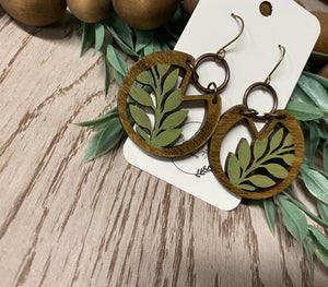 Wood Laser Engraved Split Top Fern Leaf Earrings, Handmade Boho Nature Jewelry, Eco-Friendly Gift for Her, Botanical Earrings