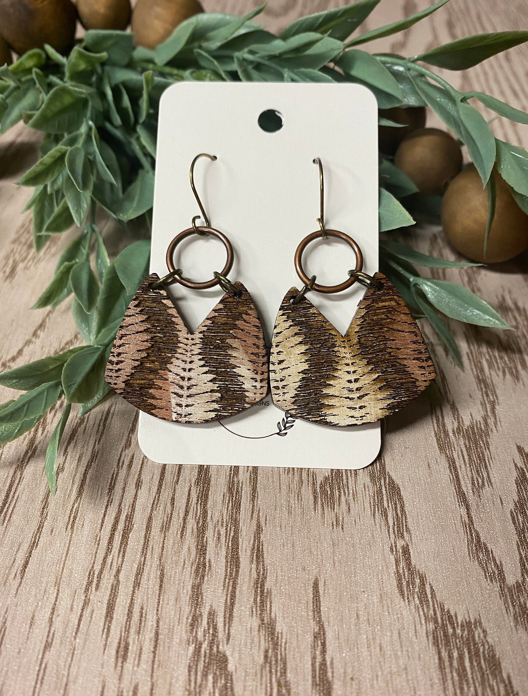 Distressed Abstract Earrings with Metal Connectors, Hypoallergenic Hooks, Boho Chic Jewelry, Unique Handmade Gift for Her