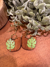 Load image into Gallery viewer, Tropical Leaf drop Earrings, lightweight wood Earrings
