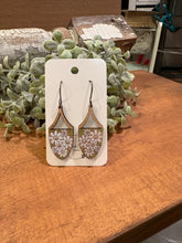 Load image into Gallery viewer, Hanging Daisy Drop Earrings, laser engraved, handpainted, wood earrings, nickel free
