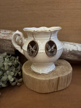 Load image into Gallery viewer, Owl Reverse Engrave Drop Earrings, laser engraved, hand painted, wood earrings, nickel free

