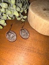 Load image into Gallery viewer, Cardinal Reverse Engrave Drop Earrings, laser engraved, hand painted, wood earrings, nickel free
