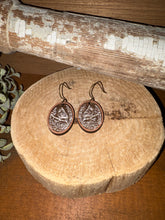 Load image into Gallery viewer, Cardinal Reverse Engrave Drop Earrings, laser engraved, hand painted, wood earrings, nickel free
