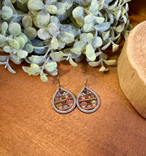 Load image into Gallery viewer, Bookcase Version 1 Drop Earrings, laser engraved, hand painted, wood earrings, nickel free
