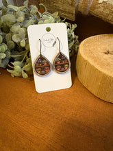 Load image into Gallery viewer, Bookcase Version 1 Drop Earrings, laser engraved, hand painted, wood earrings, nickel free
