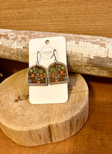 Load image into Gallery viewer, Bookcase Version 2 Drop Earrings, laser engraved, hand painted, wood earrings, nickel free
