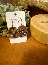 Load image into Gallery viewer, Skull Bookcase Version 1 Drop Earrings, laser engraved, hand painted, wood earrings, nickel free
