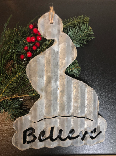 Santa Believe Christmas Ornament, Round Metal Ornament – The Village Wreath  Company