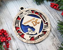 Load image into Gallery viewer, State Ornament - Wood USA Ornament - Christmas Ornament - Washington DC Ornament
