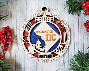 State Ornament - Wood USA Ornament - Christmas Ornament - Washington DC Ornament