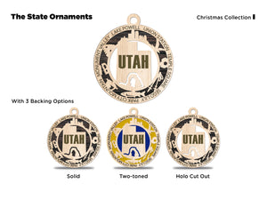 State Ornament - Wood USA Ornament - Christmas Ornament - Utah Ornament