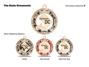 State Ornament - Wood USA Ornament - Christmas Ornament - Washington DC Ornament