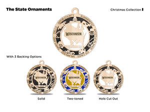 State Ornament - Wood USA Ornament - Christmas Ornament - Wisconsin Ornament