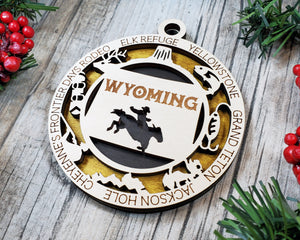 State Ornament - Wood USA Ornament - Christmas Ornament - Wyoming Ornament