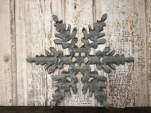 16" (Large) -Corrugated Fancy metal snowflakes - holiday decor - Christmas- Winter decor