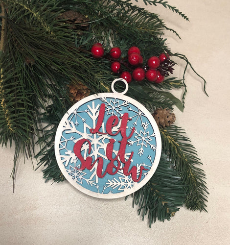 Let it snow Christmas ornament - Christmas decor - Ornament- tiered tray decor