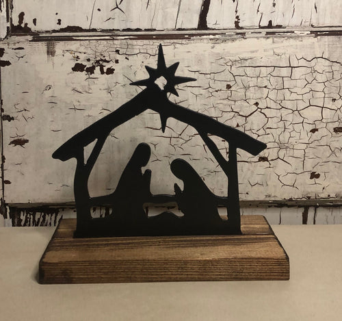 Farmhouse Decor - 8” Nativity - Metal Decor - Shelf Sitter - Christmas Decor