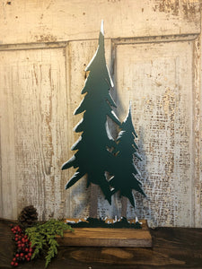 Christmas Decor - tree scene - Metal Decor - Shelf Sitter
