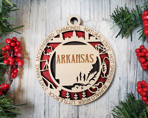 State Ornament - Wood USA Ornament - Christmas Ornament - Arkansas Ornament