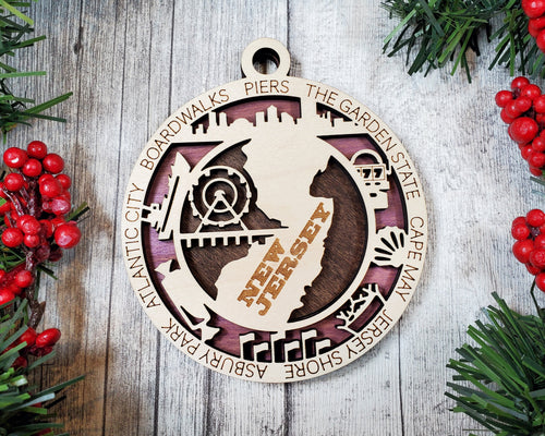 State Ornament - Wood USA Ornament - Christmas Ornament - New Jersey Ornament