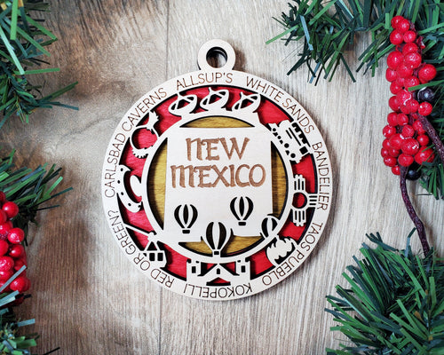 State Ornament - Wood USA Ornament - Christmas Ornament - New Mexico Ornament