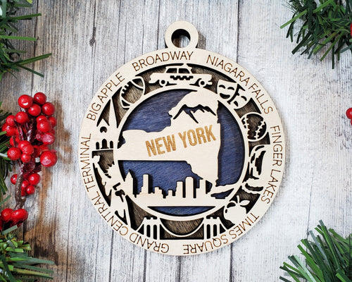 State Ornament - Wood USA Ornament - Christmas Ornament - New York Ornament