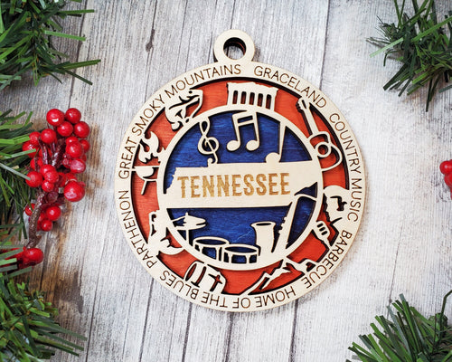 State Ornament - Wood USA Ornament - Christmas Ornament - Tennessee Ornament