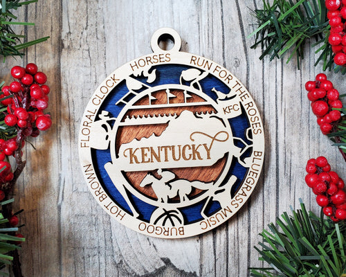 State Ornament, Wood USA Ornament, Christmas Ornament, Kentucky Ornament