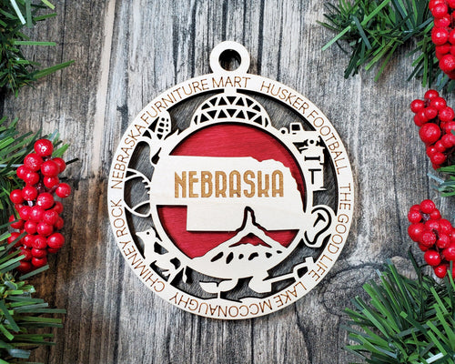 State Ornament - Wood USA Ornament - Christmas Ornament - Nebraska Ornament