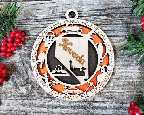 State Ornament - Wood USA Ornament - Christmas Ornament - Nevada Ornament