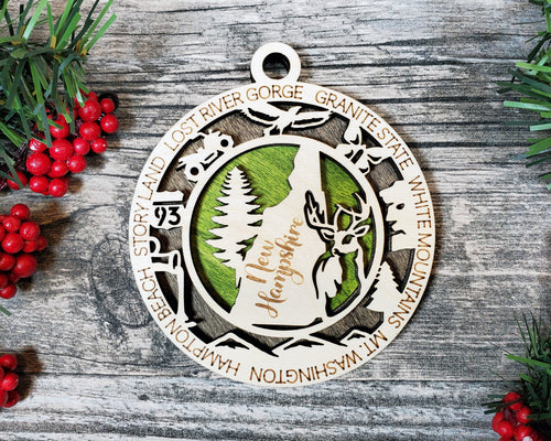 State Ornament - Wood USA Ornament - Christmas Ornament - New Hampshire Ornament