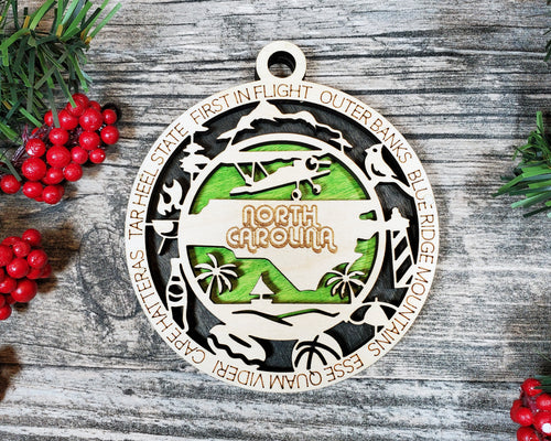 State Ornament - Wood USA Ornament - Christmas Ornament - North Carolina Ornament