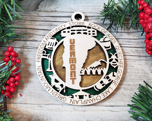 State Ornament - Wood USA Ornament - Christmas Ornament - Vermont Ornament