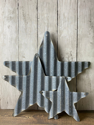 Set of 3 (small, medium and large) -Corrugated metal stars - holiday decor - Patriotic - Summer decor