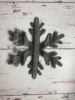 Corrugated Snowflake - 8 inch Small Natural or White - Simple Snowflake - Metal Snowflake - Holiday Decor - Christmas - Winter Decor