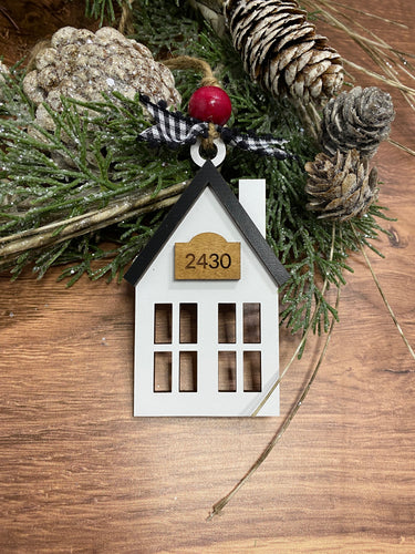 Christmas houses ornament - Christmas decor - Ornament- tiered tray decor - address ornament - new home ornament - personalized ornament