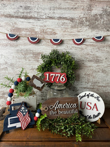 Patriotic Mini Tiered Tray "1776" sign